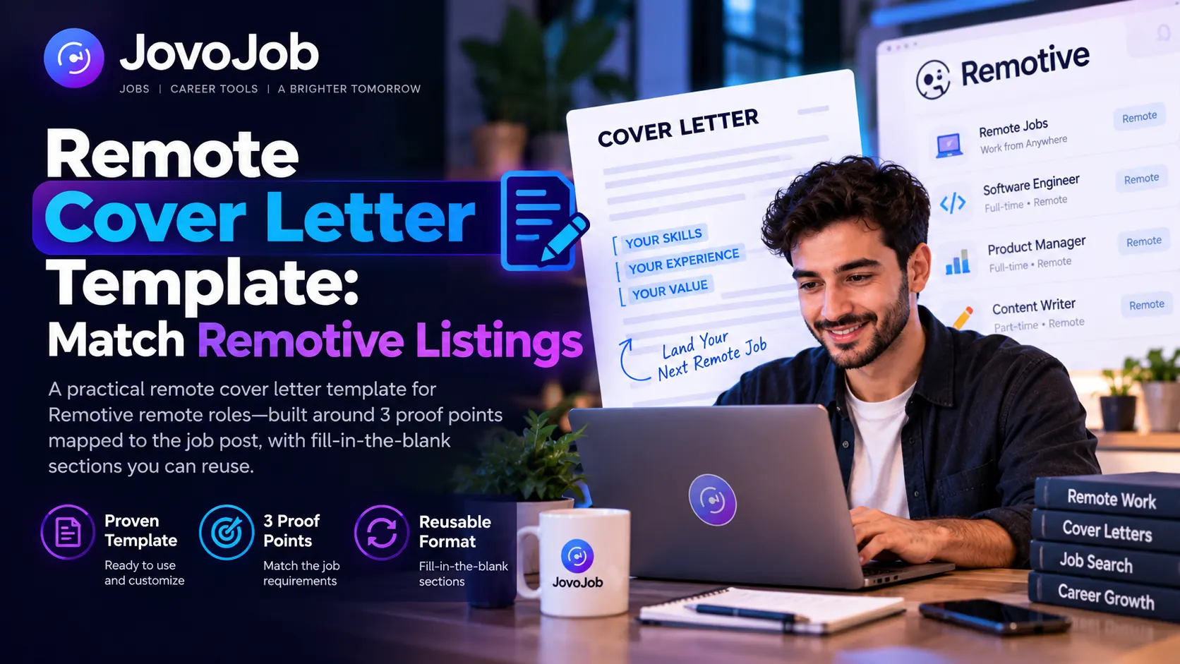 Cover Letter Template for Remote Jobs: Match Remotive Listings with 3 Proof Points — professional illustration about remote cover letter template