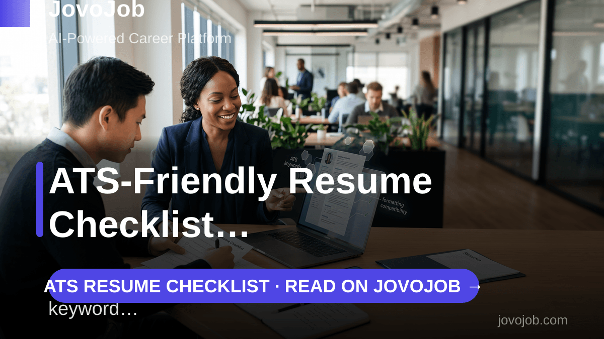 ATS-friendly resume checklist for 2026: keywords, formatting, and common mistakes — professional illustration about ats resume checklist