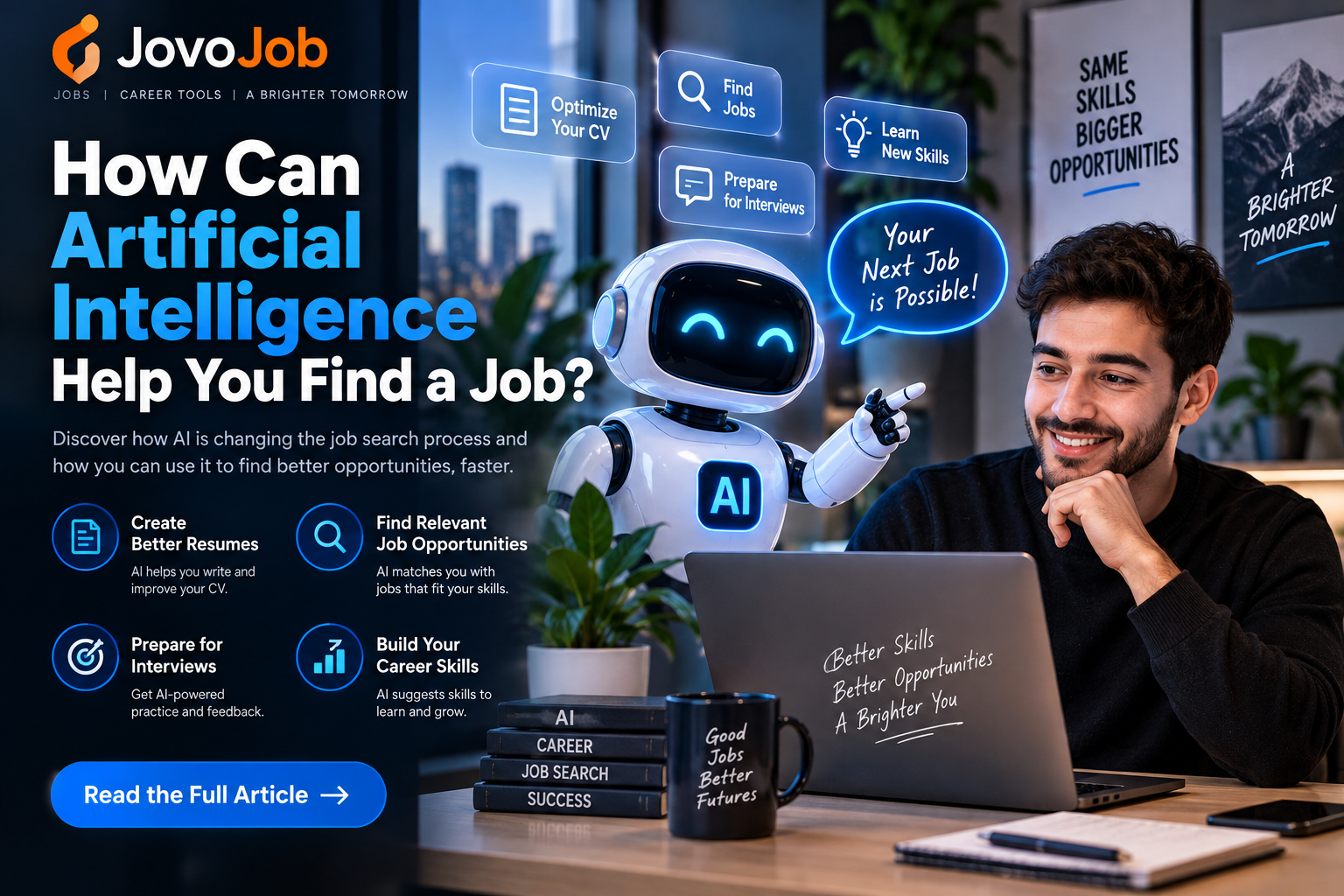 How Can Artificial Intelligence Help You Find a Job? — professional illustration about how can artificial intelligence help you find a job?